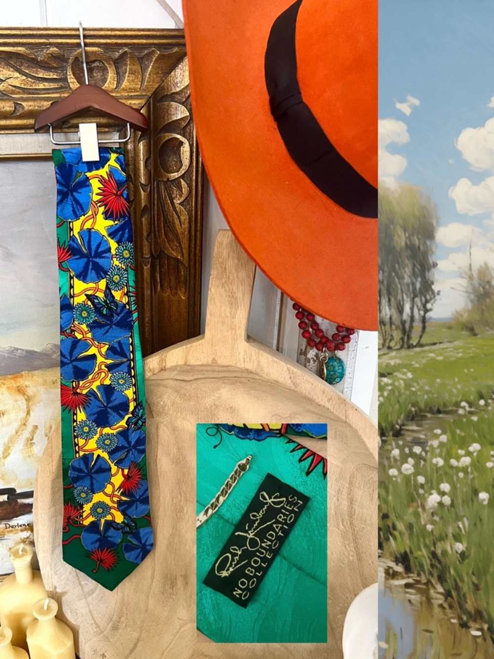 Vintage 1990’s Rush Limbaugh No Boundaries Silk Tie Lily Pad Vibrant Floral